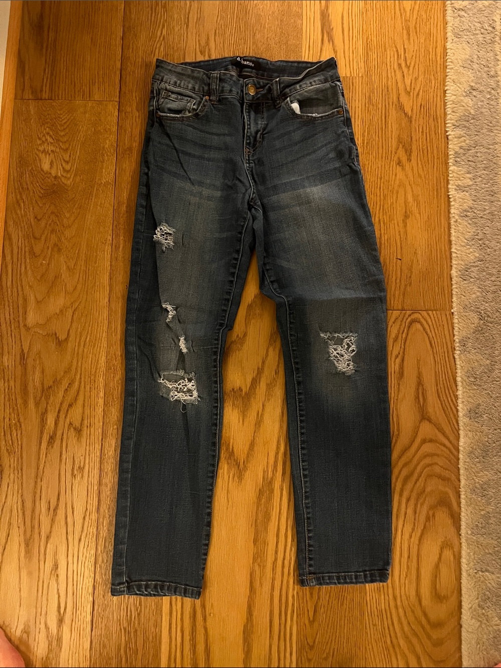 d. jeans Dark Blue Ripped Skinny Jeans
